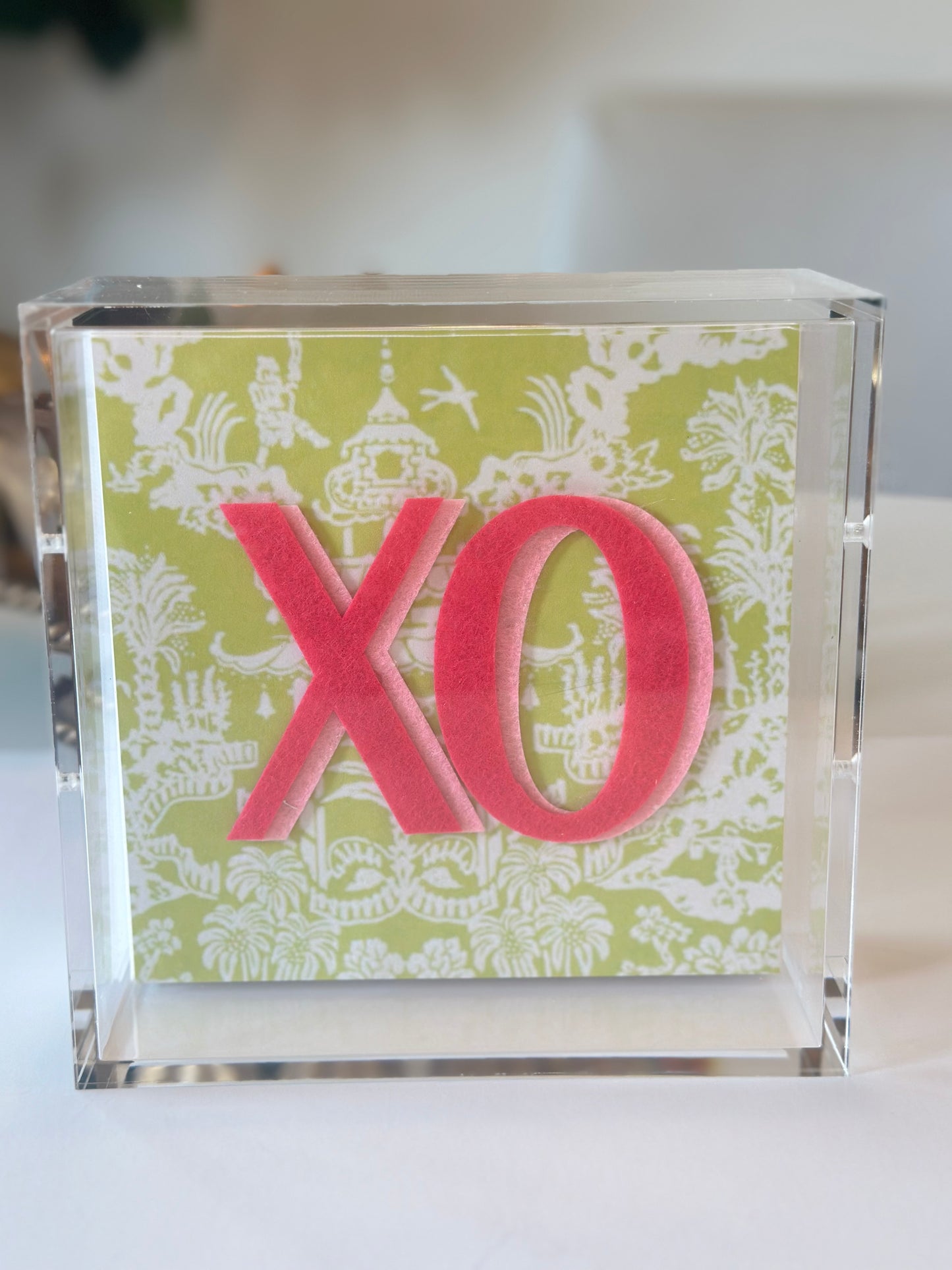 6x6 Pink Green XO Acrylic Box