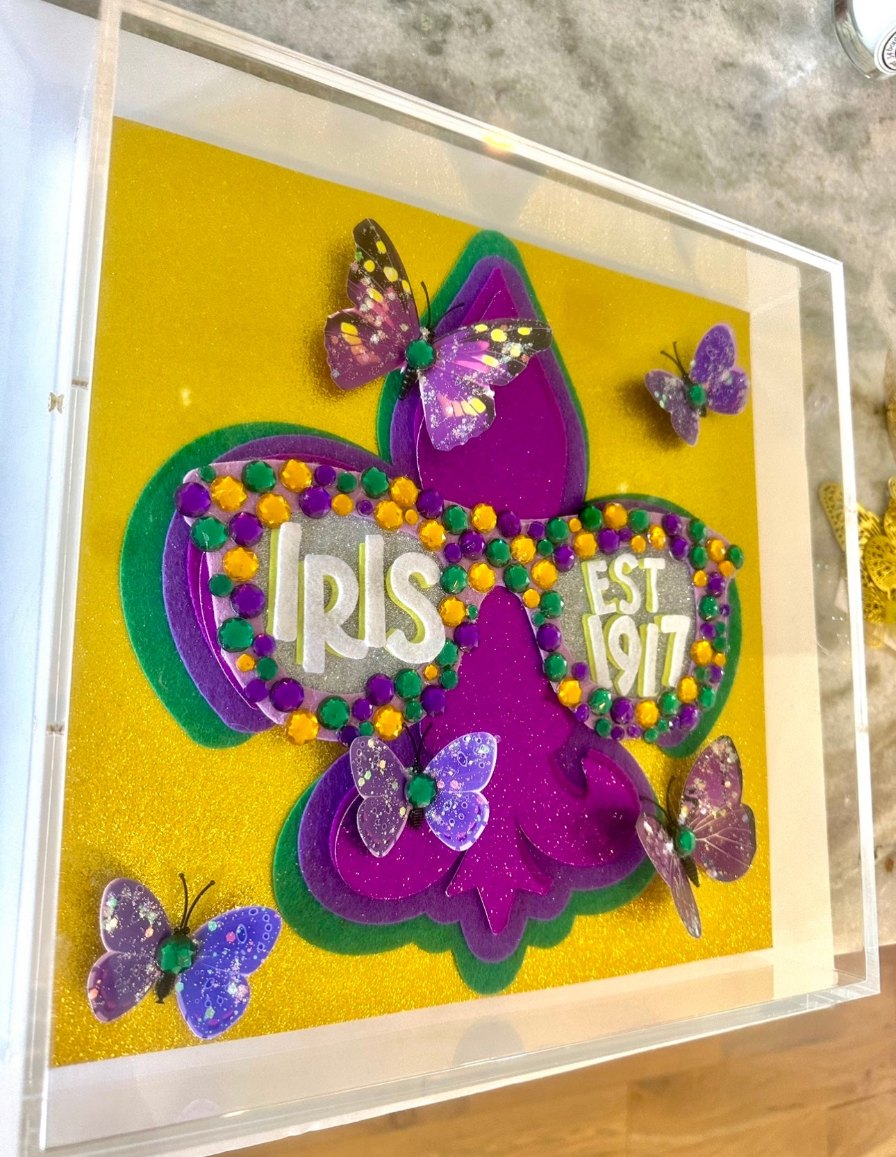 12x12 Custom Mardi Gras Mixed Media Acrylic Box