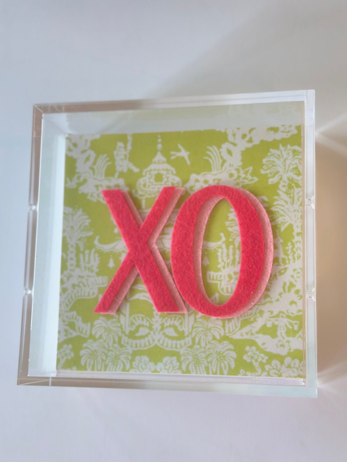 6x6 Pink Green XO Acrylic Box